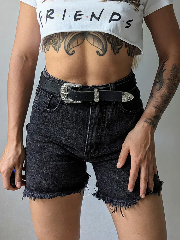 High Waist Blue Denim Shorts