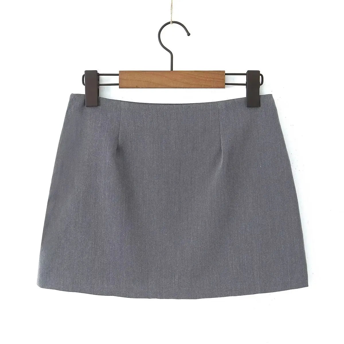 High-Waist Side-Zip Grey Mini Skirt