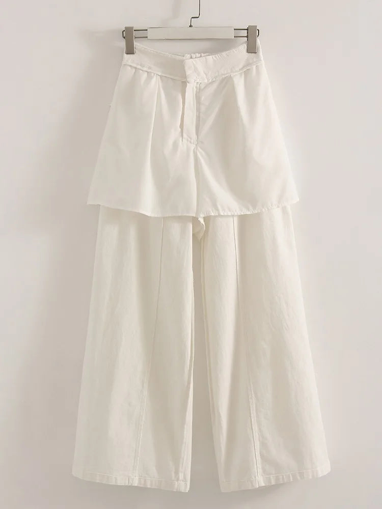 High Waist Cotton-Linen Wide Leg Pants