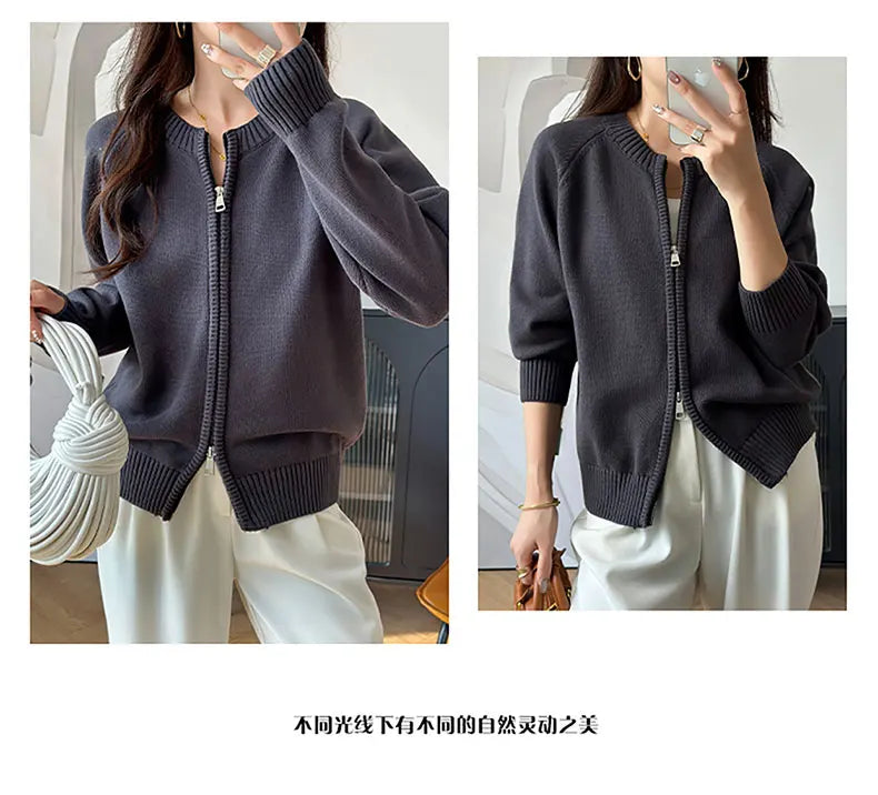 Women’s 100% Cotton Zip-Up Cardigan