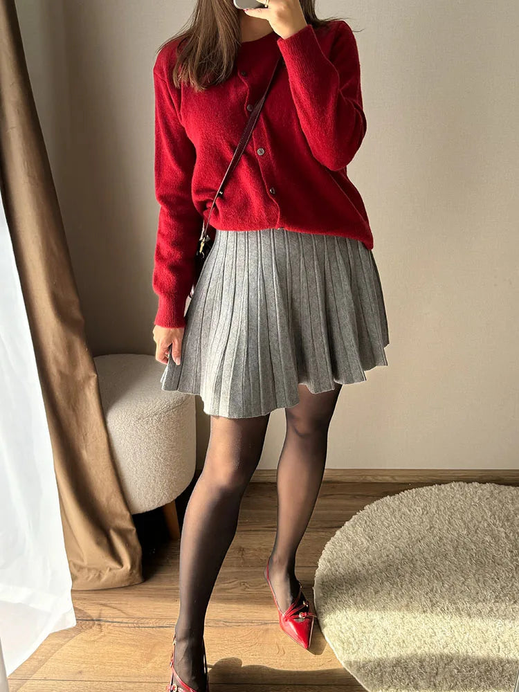 Knitted Pleated Mini Skirt