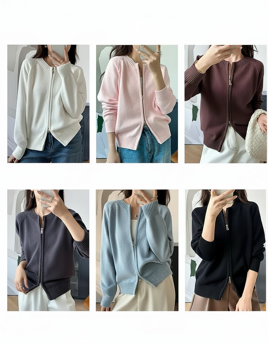 Women’s 100% Cotton Zip-Up Cardigan