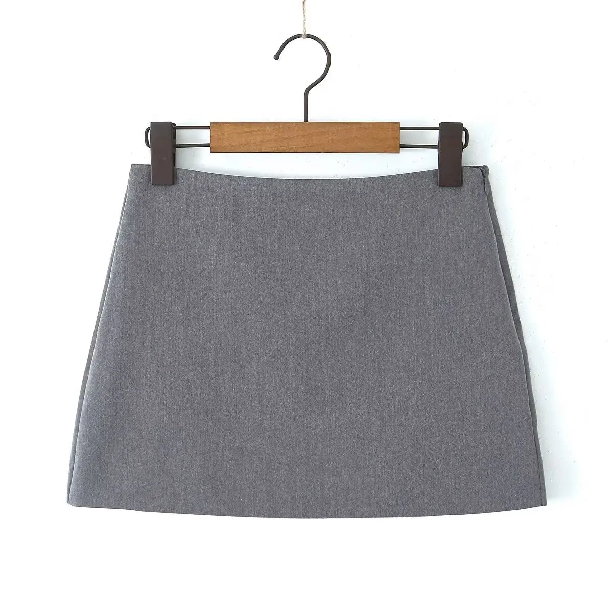High-Waist Side-Zip Grey Mini Skirt