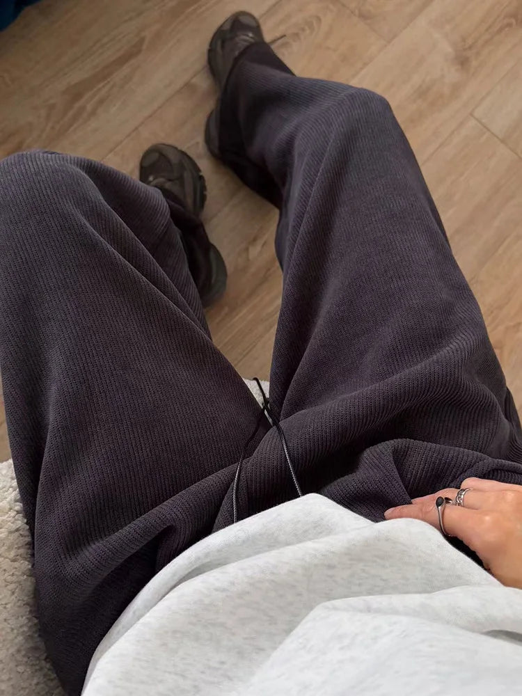 High Waist Corduroy Fleece Pants