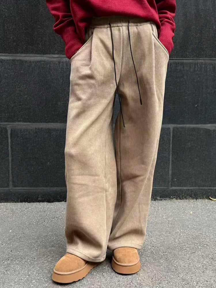 High Waist Corduroy Fleece Pants