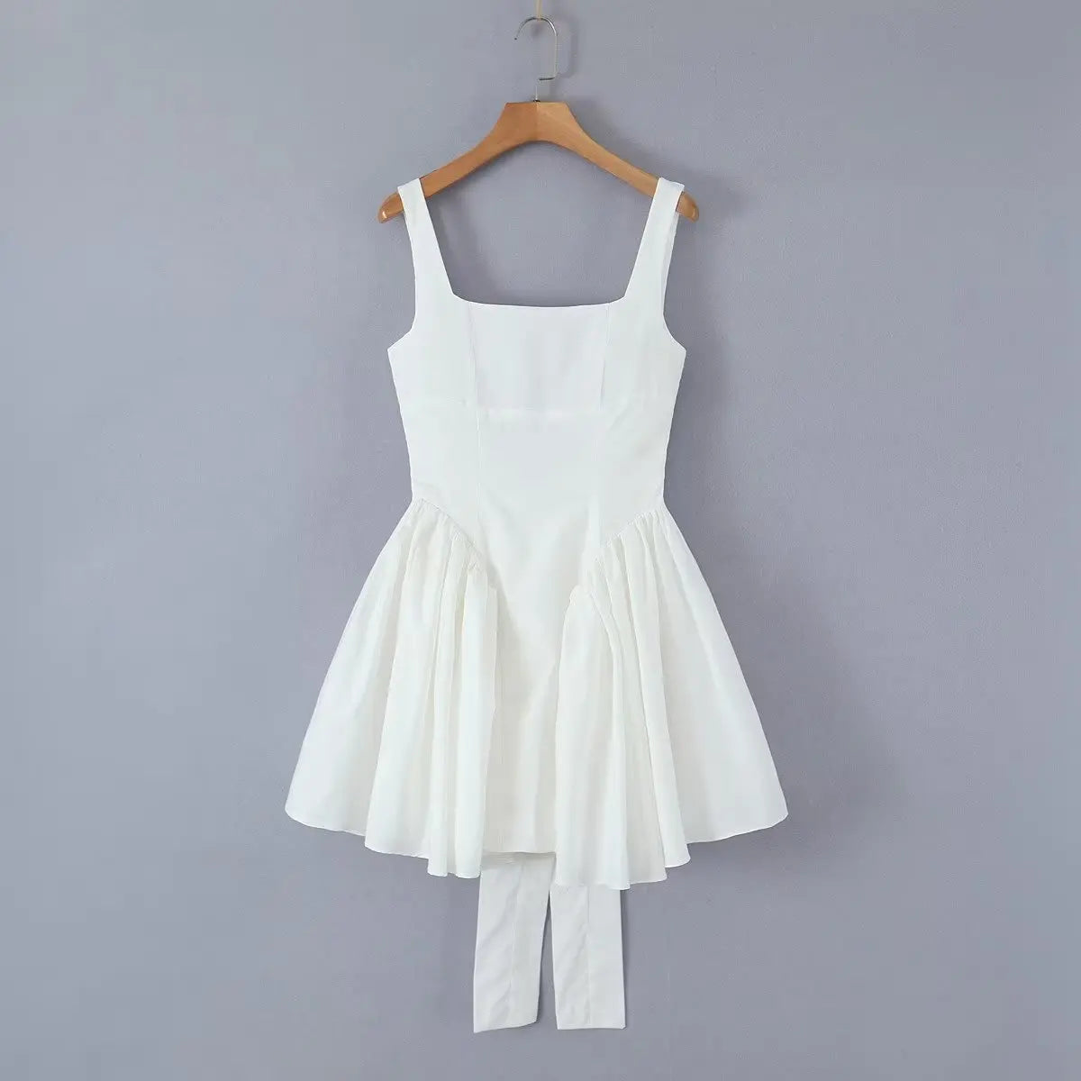 Backless Tie-Bow Pleated Mini Dress