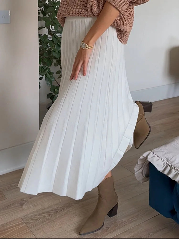 Knitted Pleated Mini Skirt