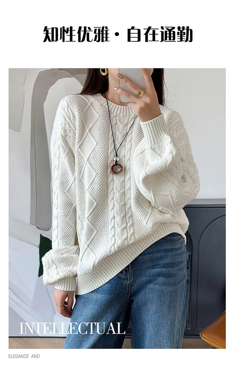 Women’s 100% Cotton Twisted Flower Sweater