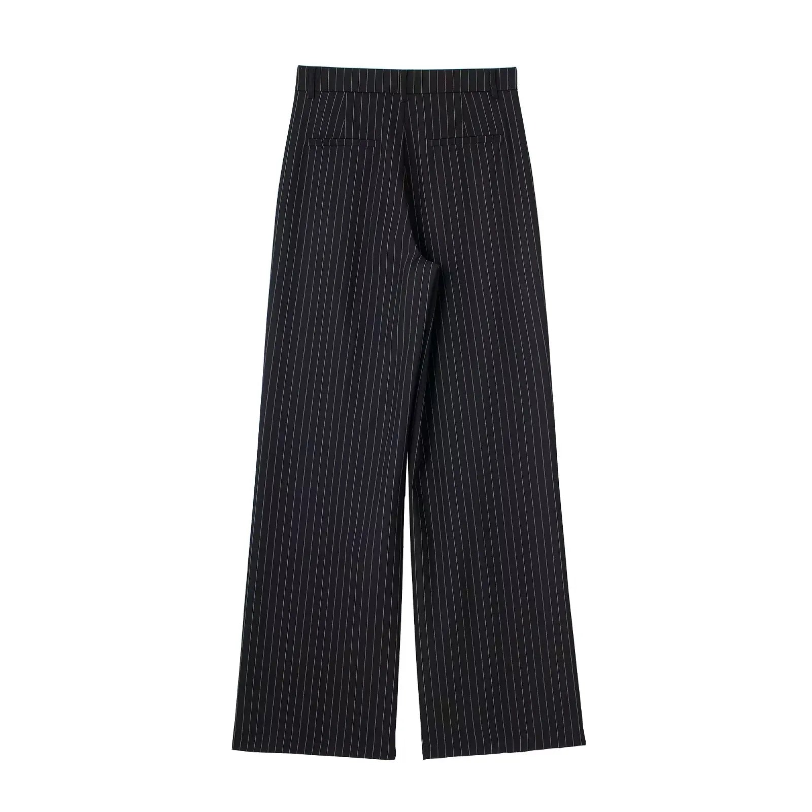 High Waist Front-Pleat Straight-Leg Trousers for Women
