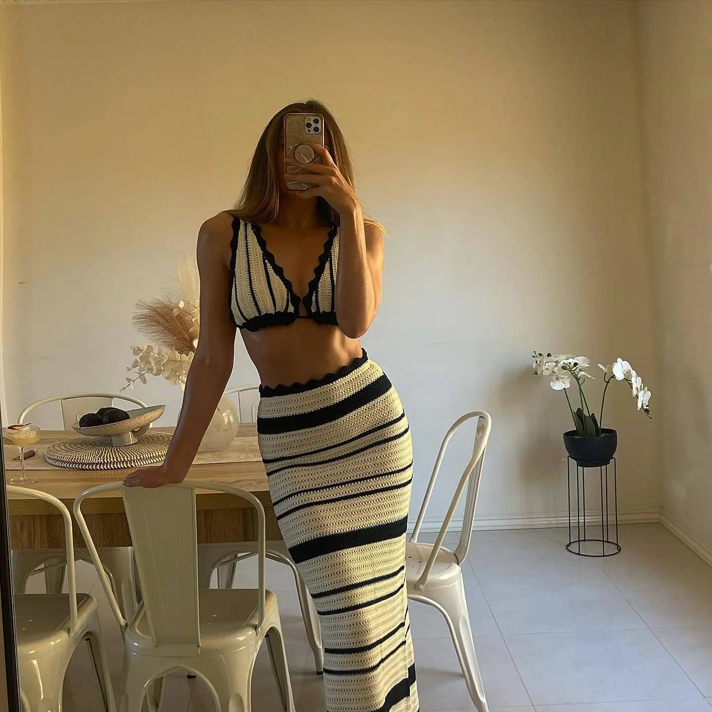 Striped Knit Two-Piece Set