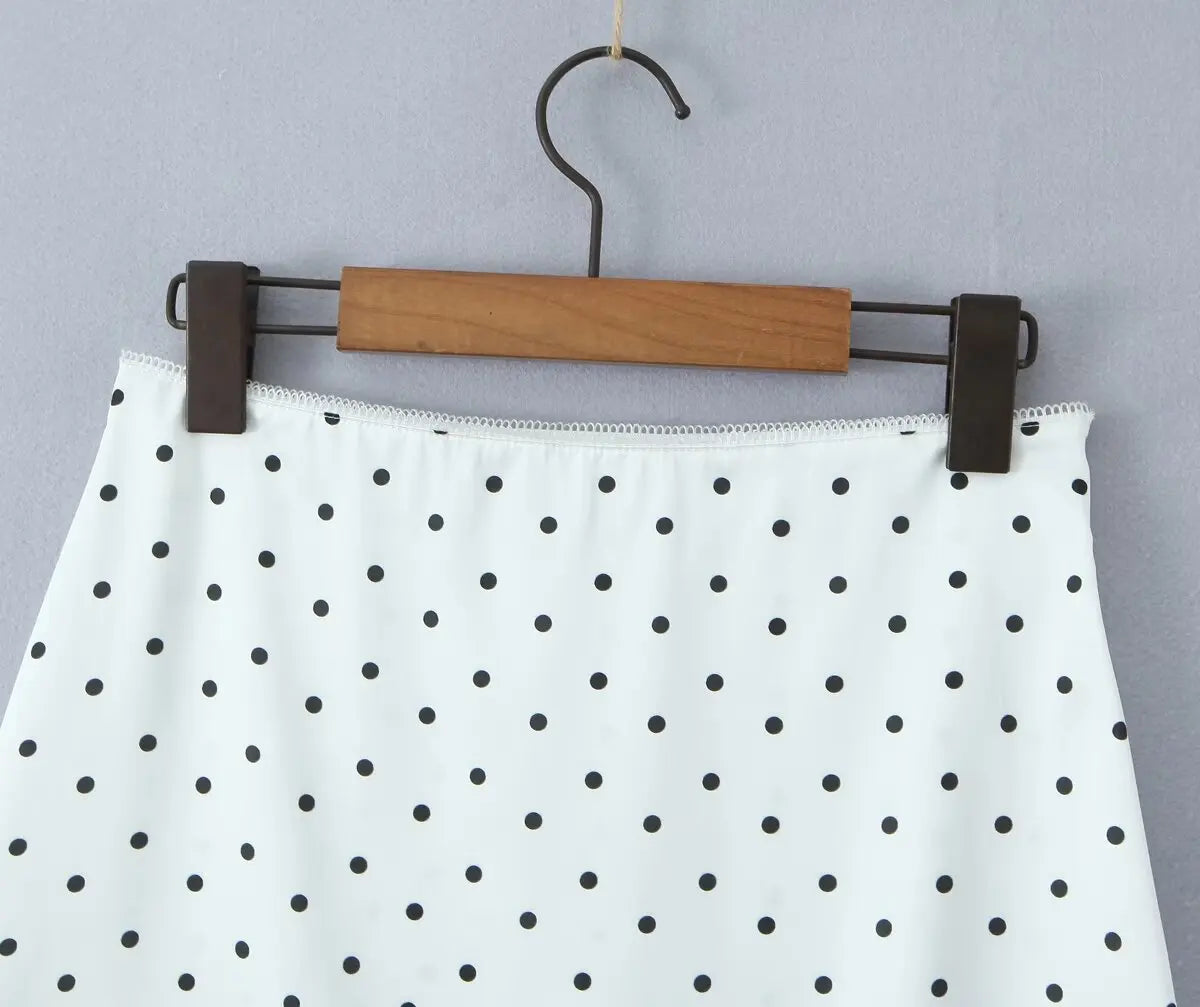 Vintage Polka Dot A-Line Knee-Length Skirt