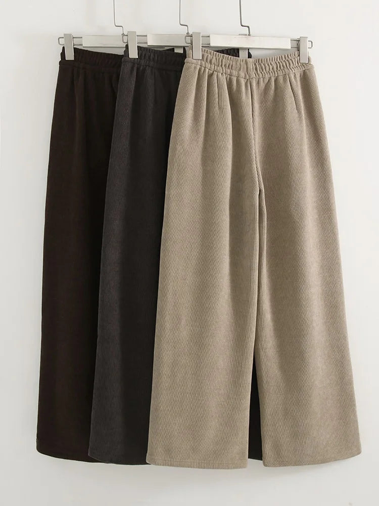 High Waist Corduroy Fleece Pants