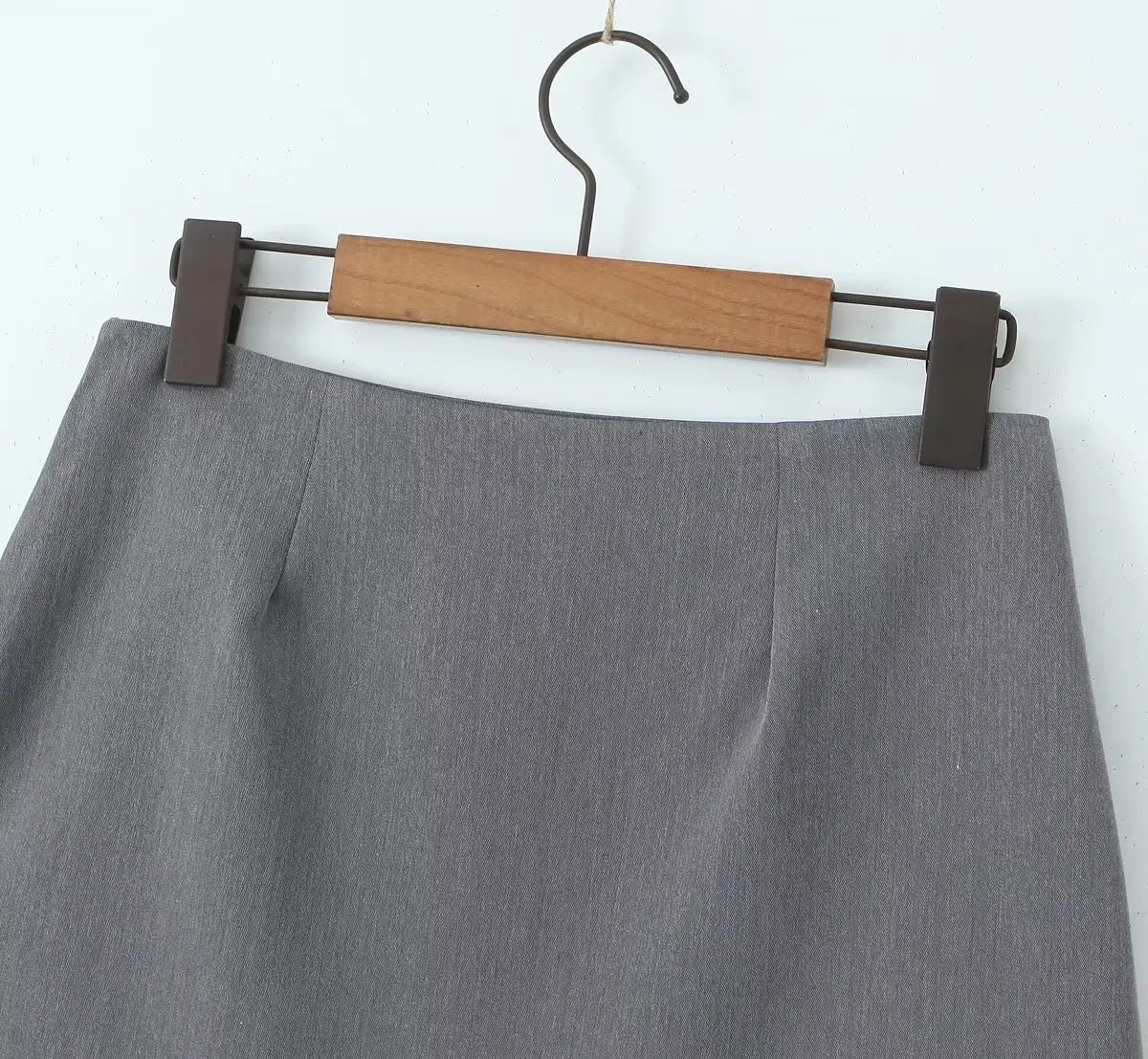 High-Waist Side-Zip Grey Mini Skirt