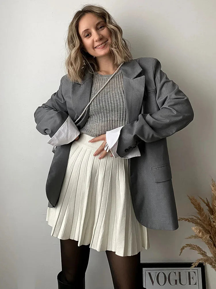 Knitted Pleated Mini Skirt