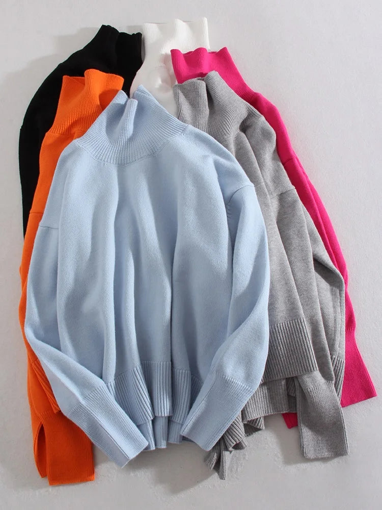 Loose Turtleneck Knit Sweater