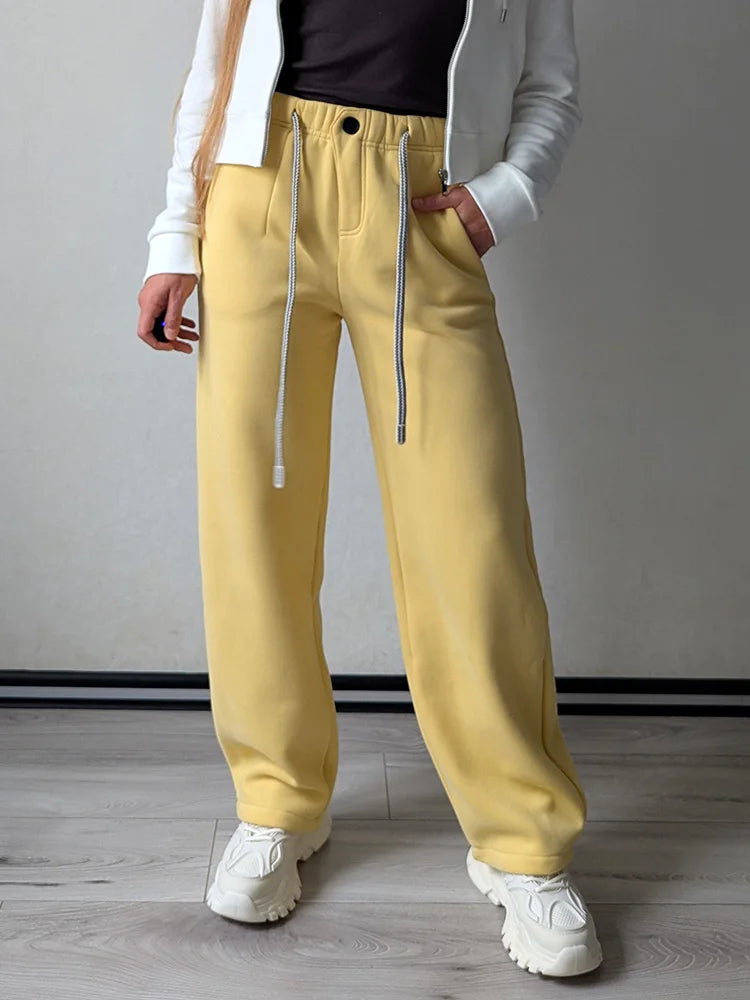 Wide-Leg Fleece Sweatpants