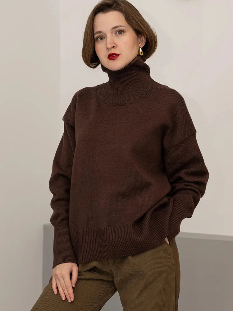Loose Turtleneck Knit Sweater