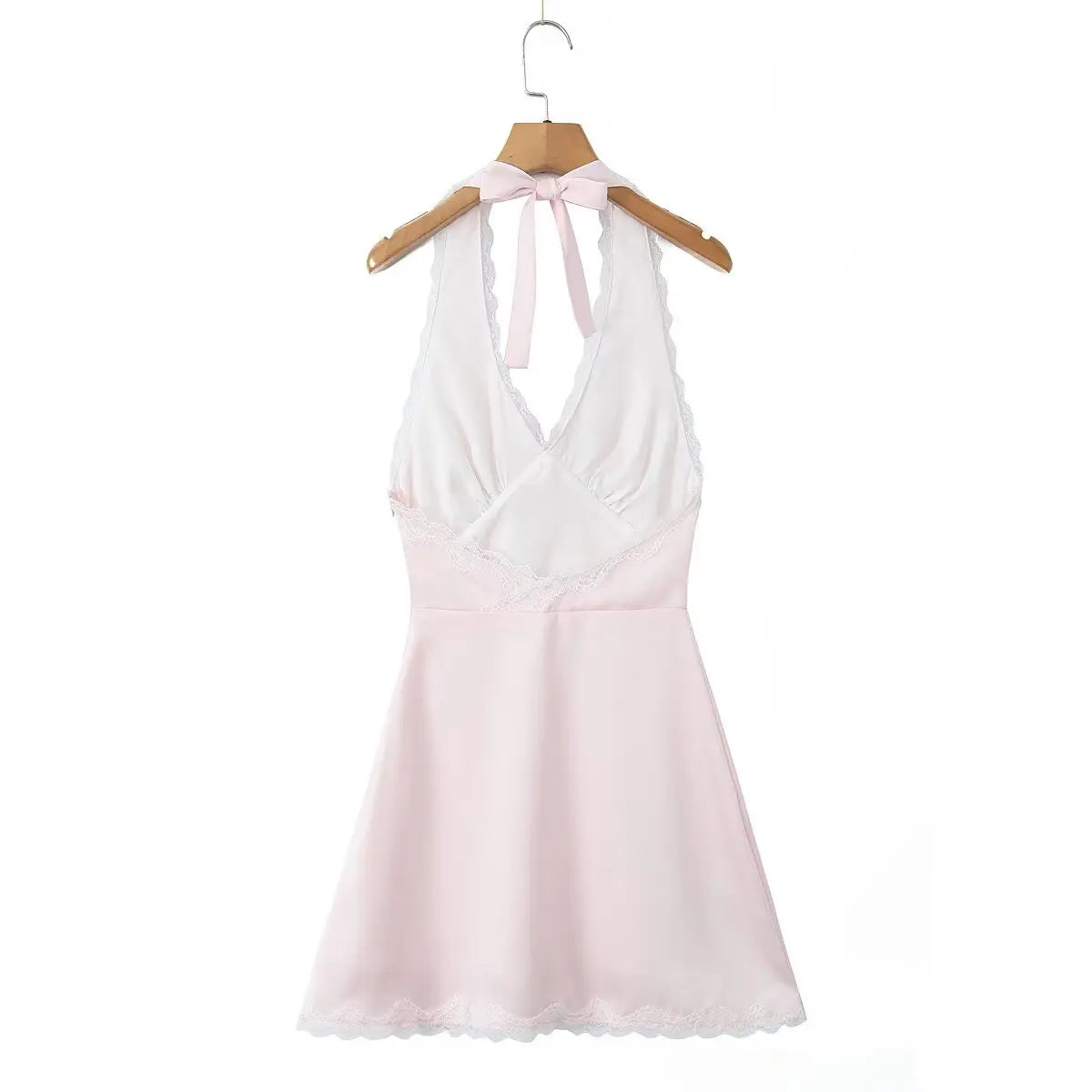 Women’s Lace Spliced Halter Dress