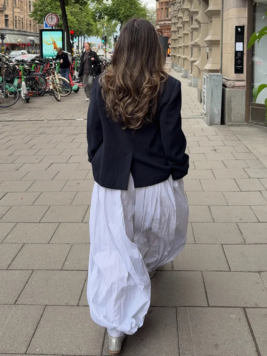 High Waist Wide-Leg Patchwork