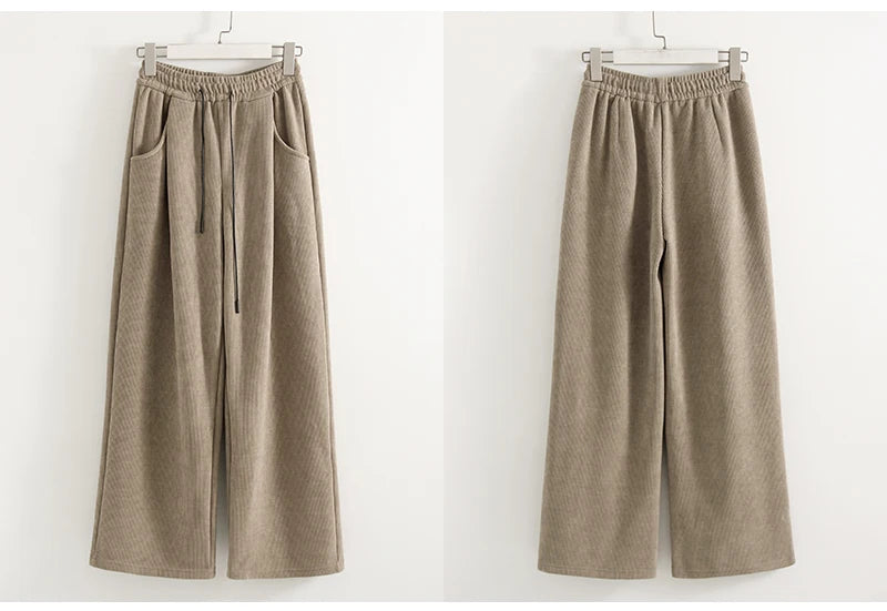 High Waist Corduroy Fleece Pants