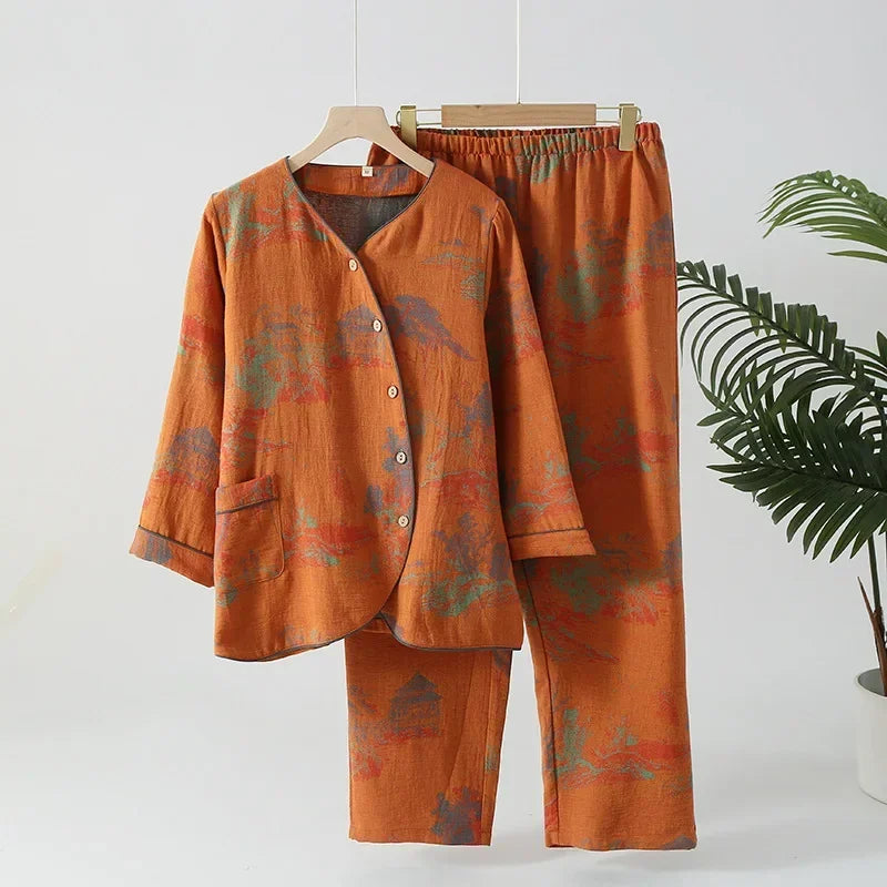 Women’s 100% Cotton Jacquard Pajama Set