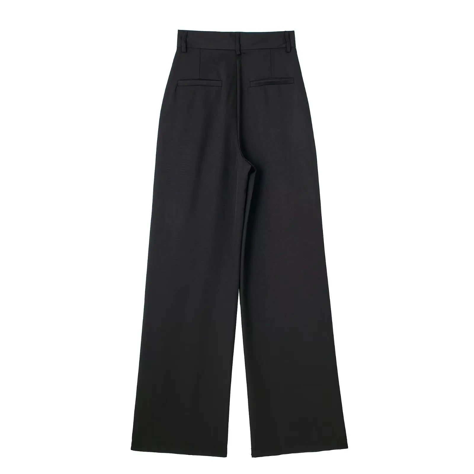 High Waist Front-Pleat Straight-Leg Trousers for Women