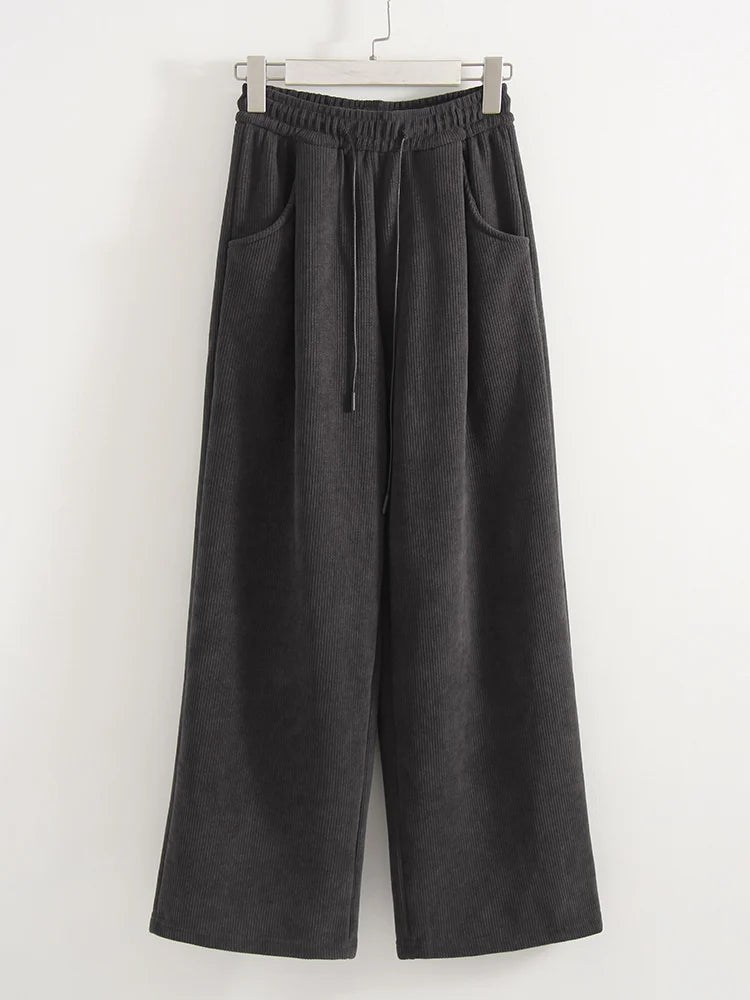 High Waist Corduroy Fleece Pants