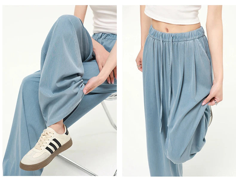 Lyocell Wide-Leg Denim Pants
