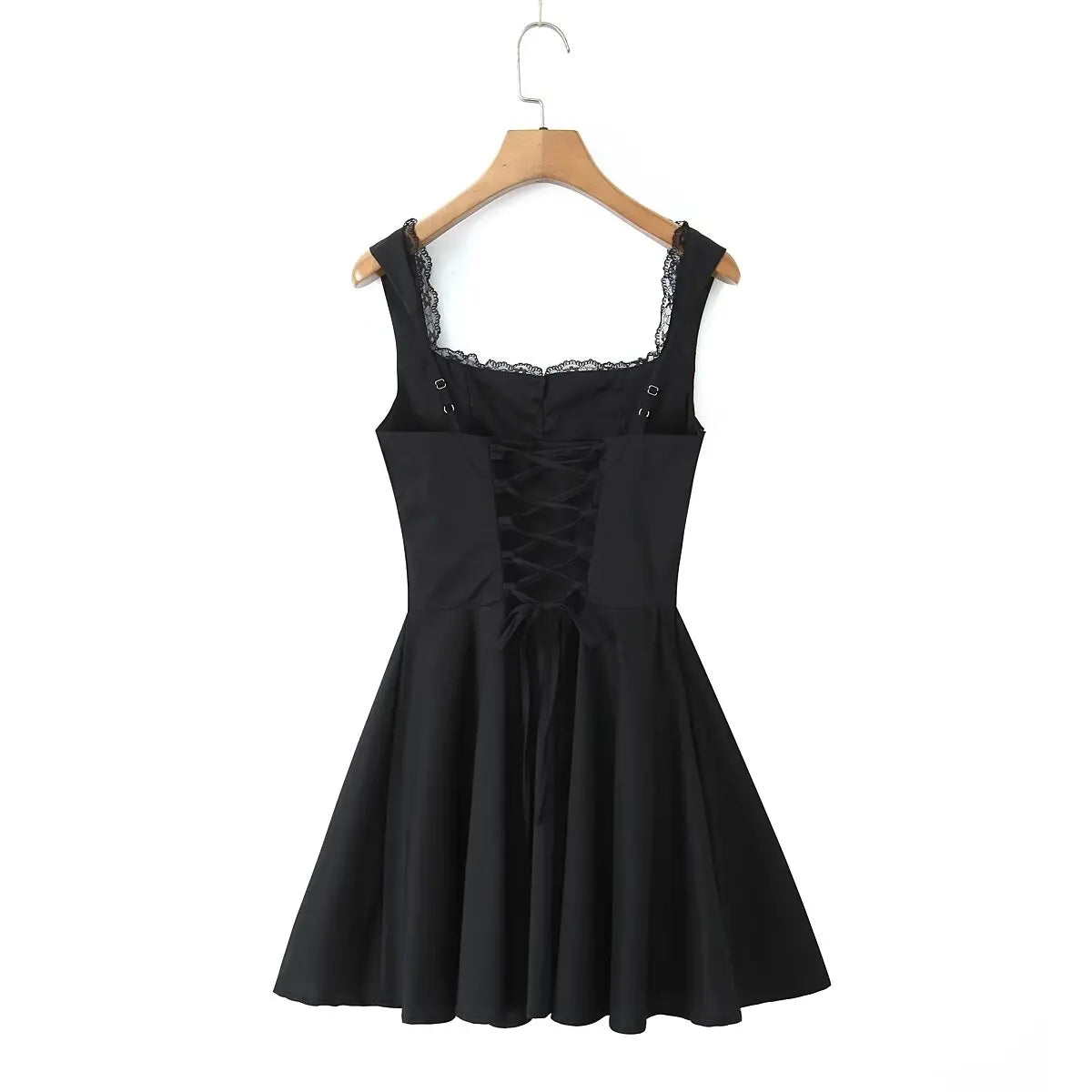 Blue A-Line Lace-Up Mini Dress