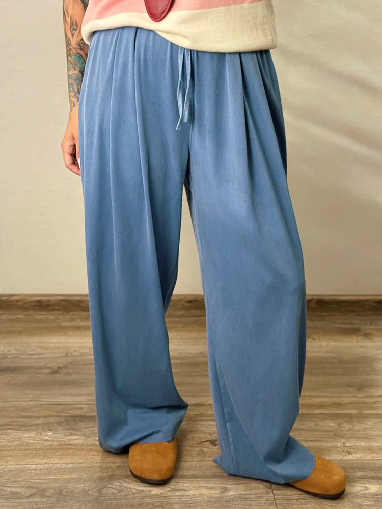 Lyocell Wide-Leg Denim Pants