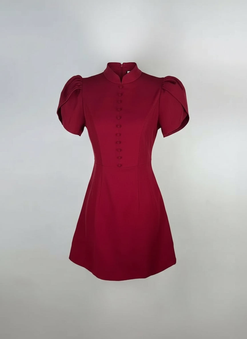 Ruffled Patchwork Mini Dress