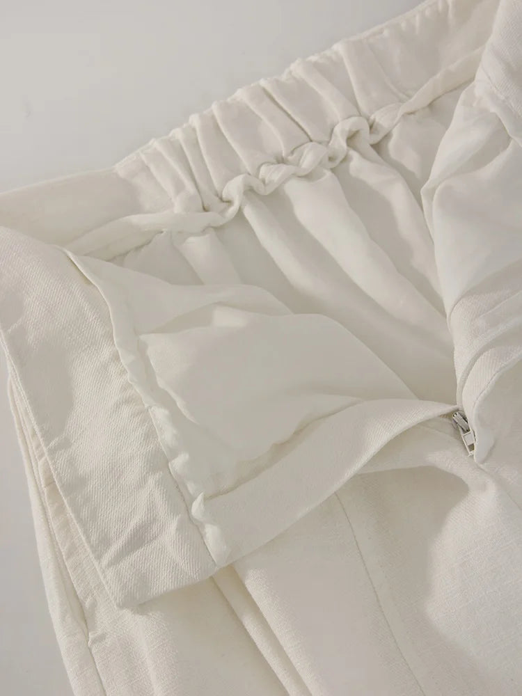 High Waist Cotton-Linen Wide Leg Pants