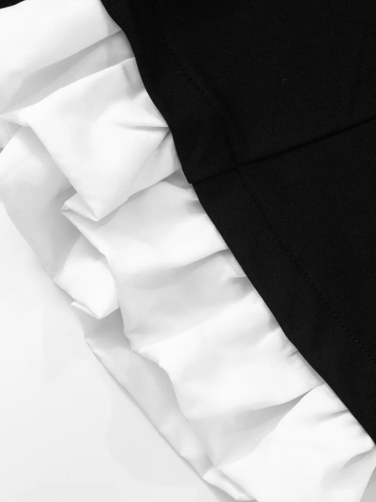 Off-Shoulder Ruffled Patchwork Romper