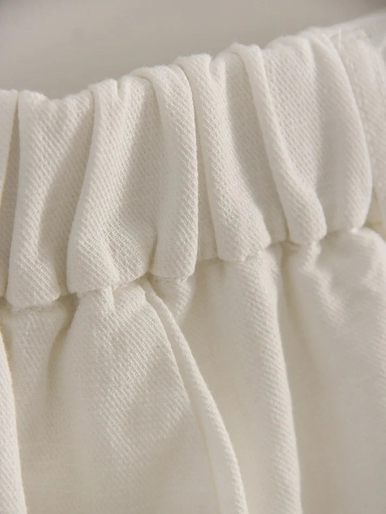 High Waist Cotton-Linen Wide Leg Pants