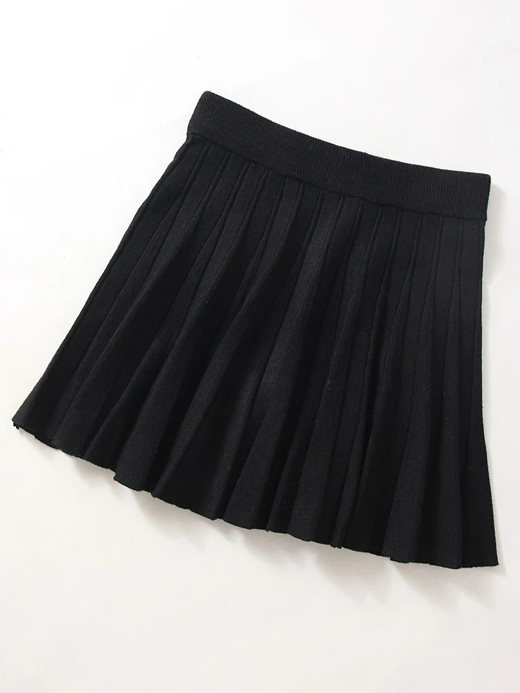Knitted Pleated Mini Skirt