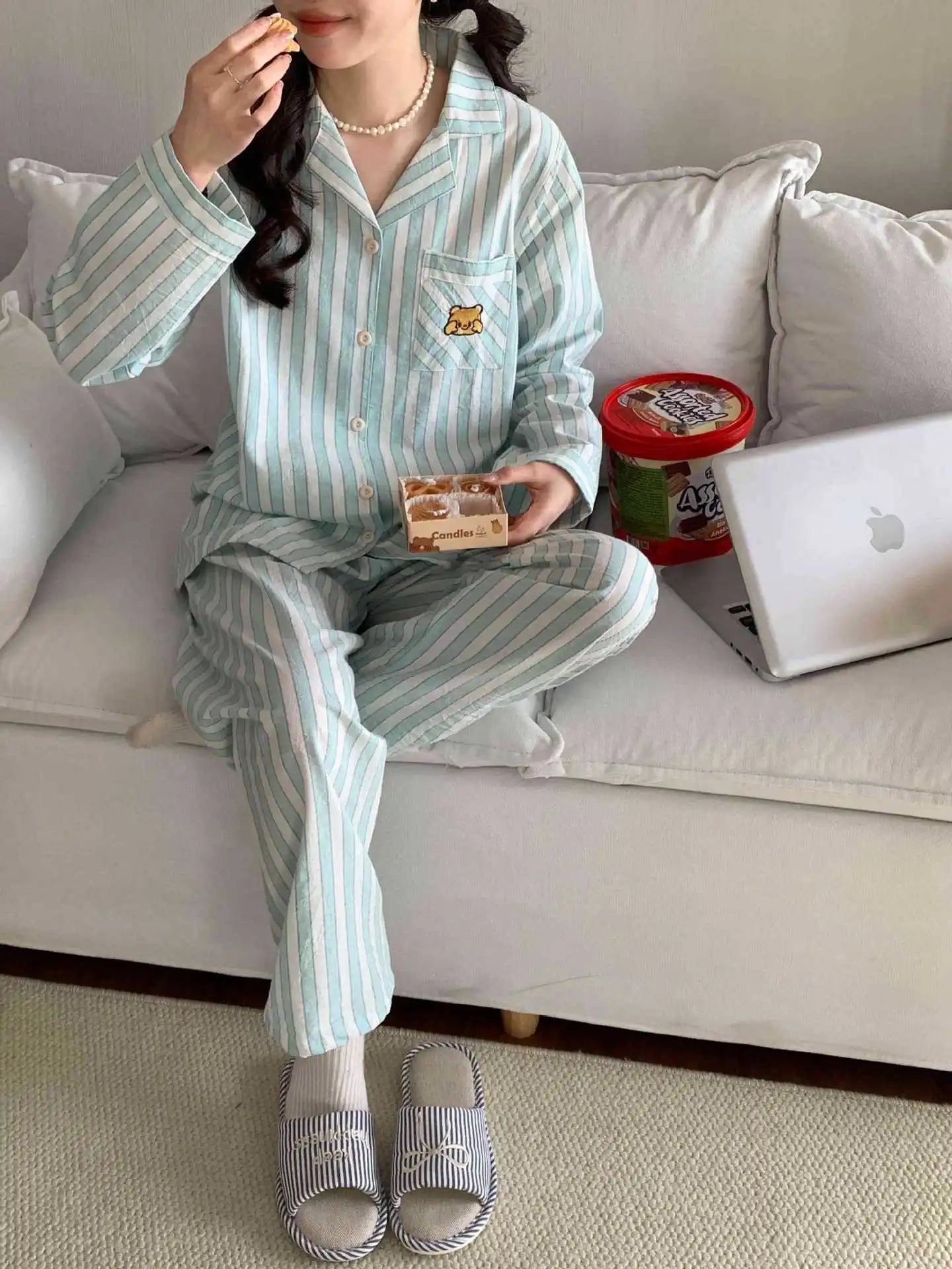 Women’s Striped Cotton Pajama Set
