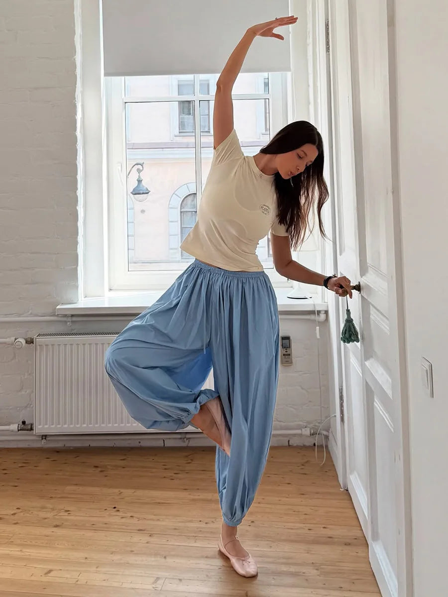 High Waist Wide-Leg Patchwork