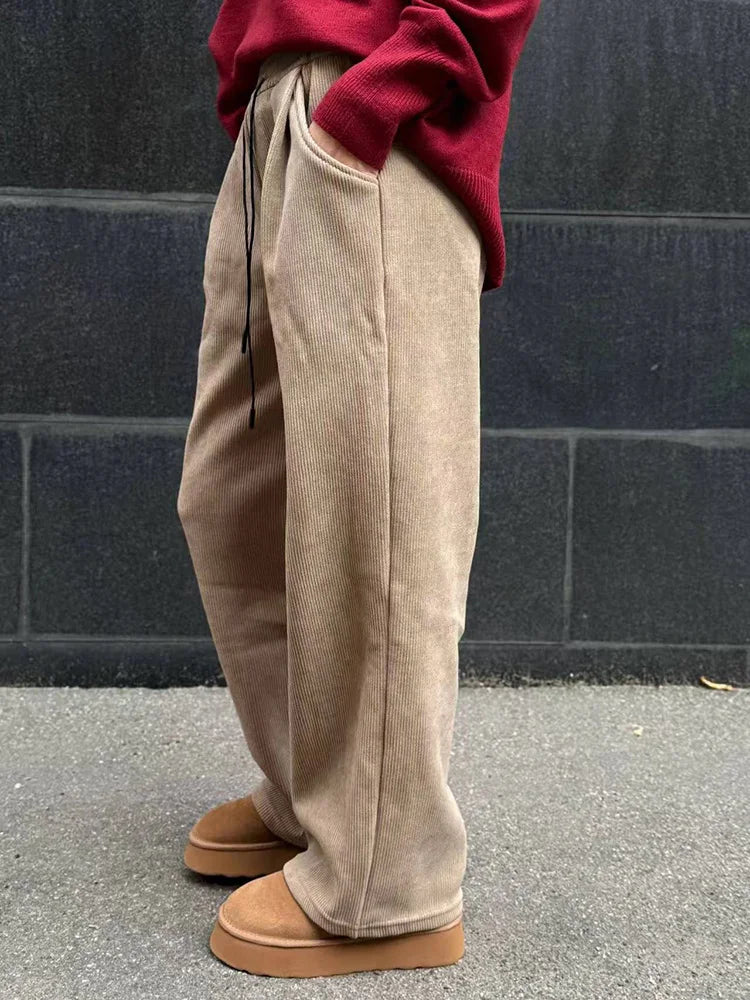 High Waist Corduroy Fleece Pants