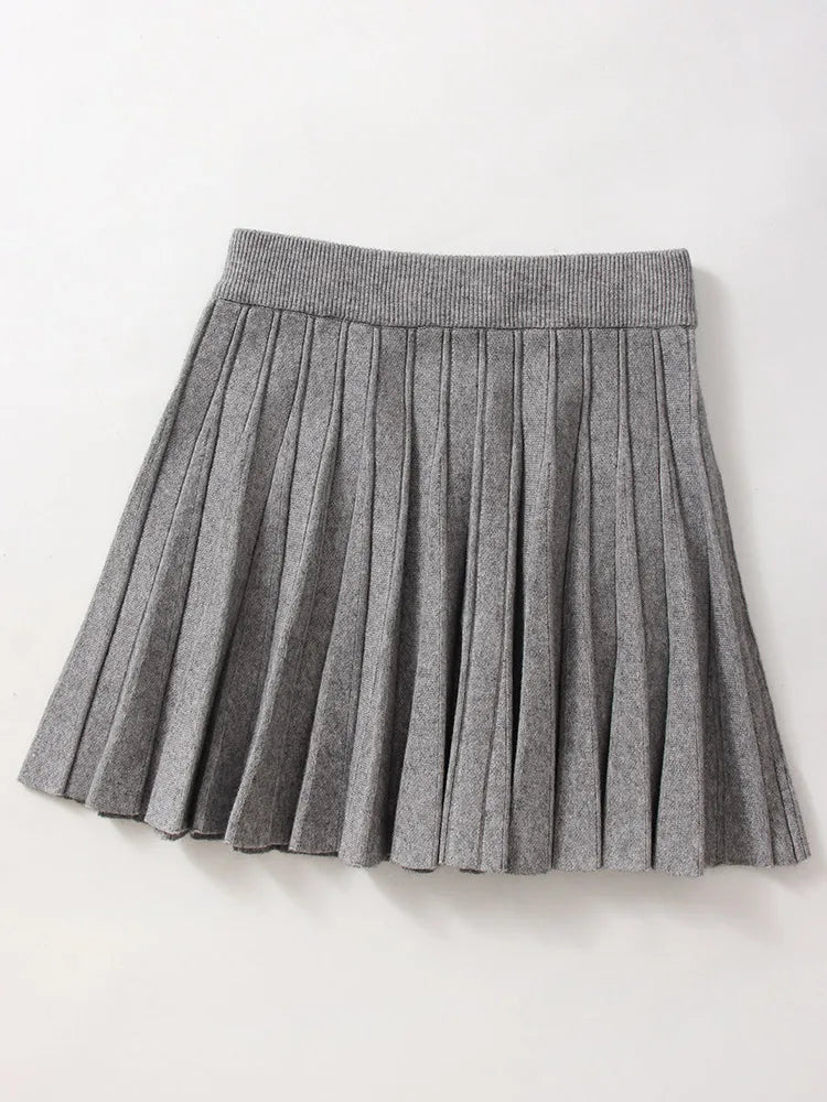 Knitted Pleated Mini Skirt
