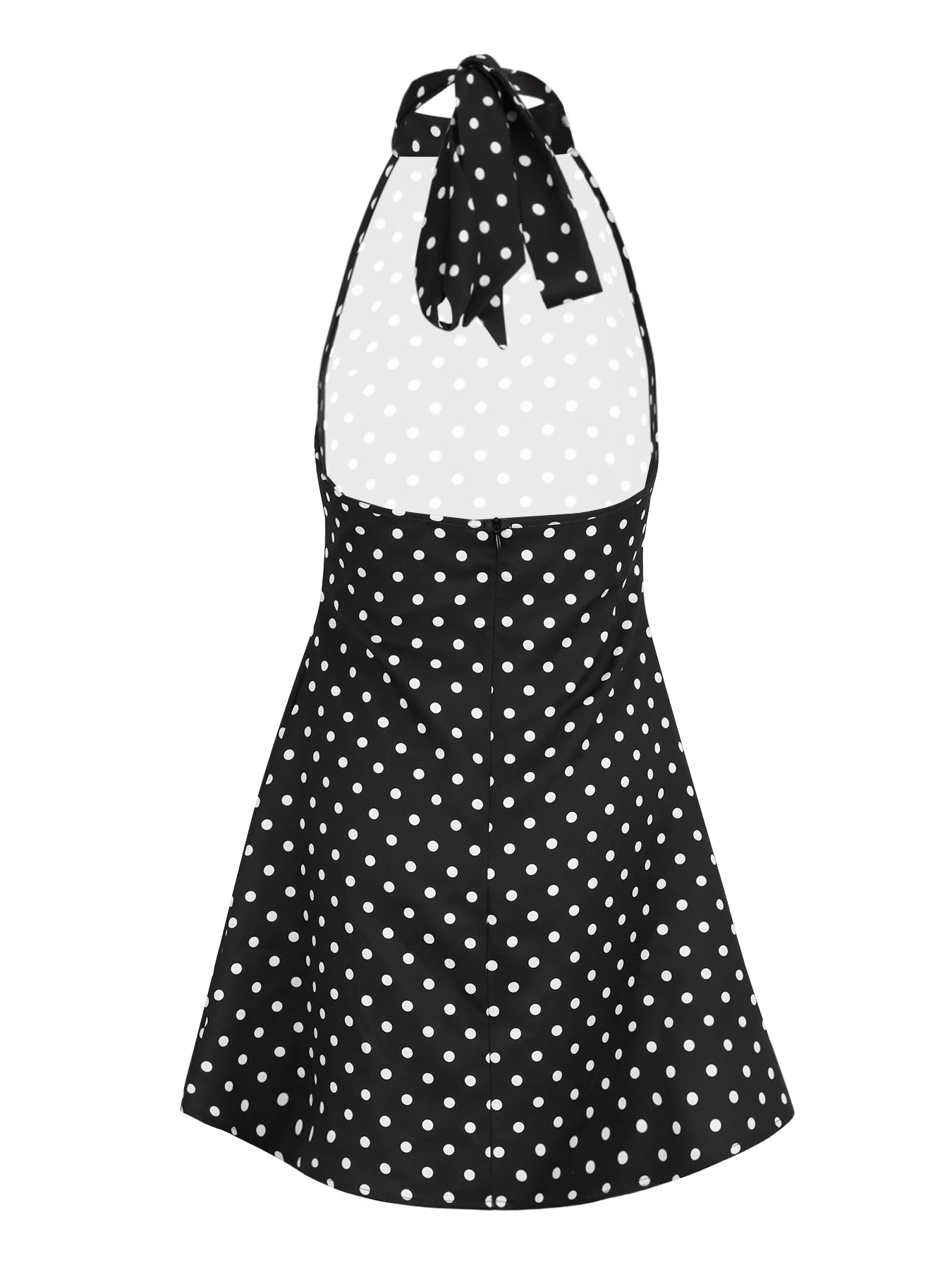 Polka Dot Off-Shoulder Backless Halter Mini Dress