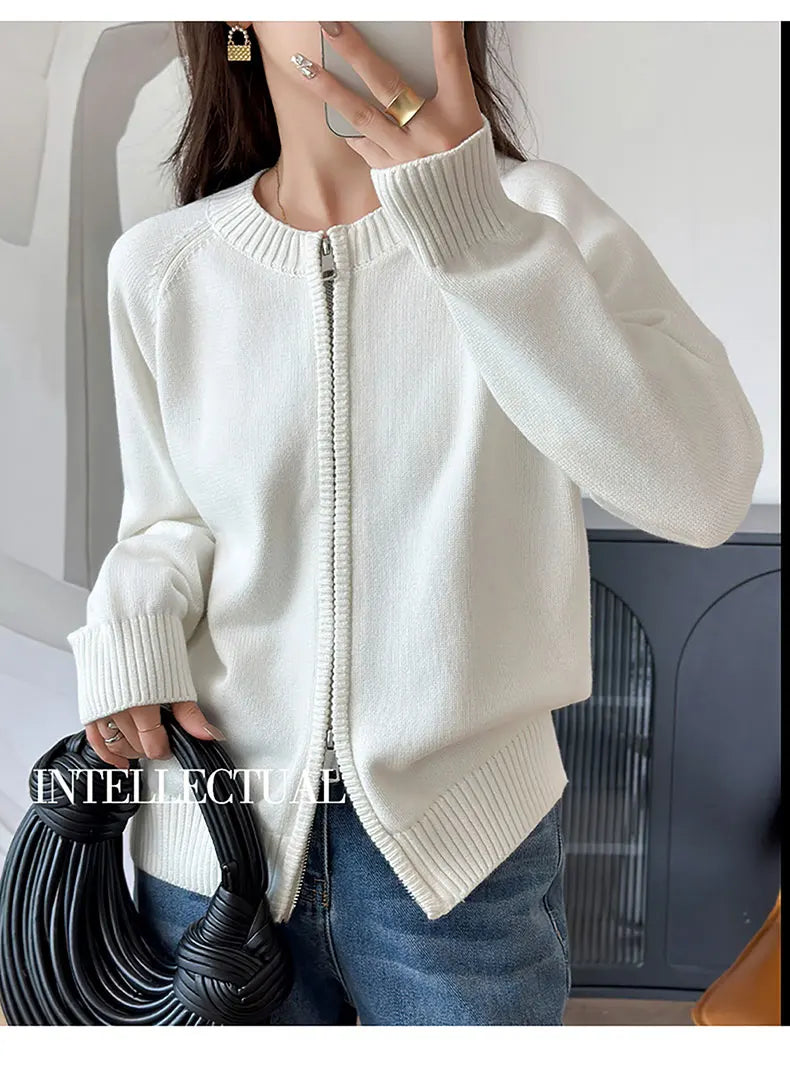 Women’s 100% Cotton Zip-Up Cardigan