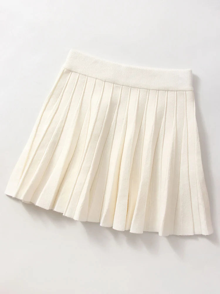 Knitted Pleated Mini Skirt