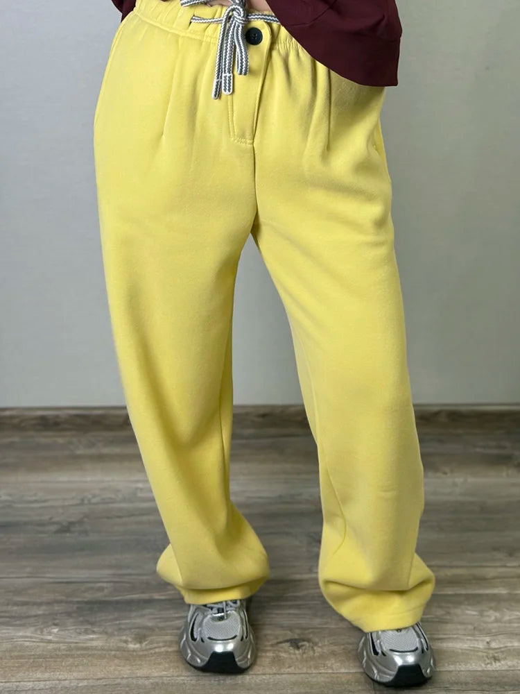 Wide-Leg Fleece Sweatpants