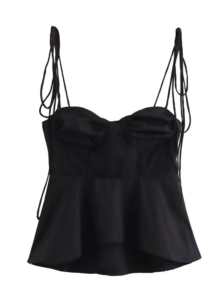 Smocked Strappy Ruffle Camisole