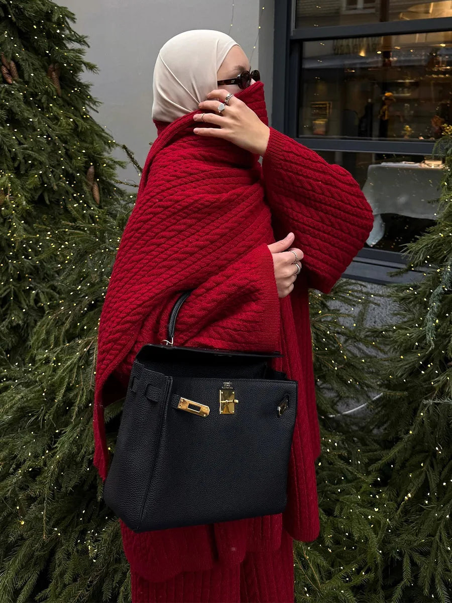 Ribbed Turtleneck Knit Set