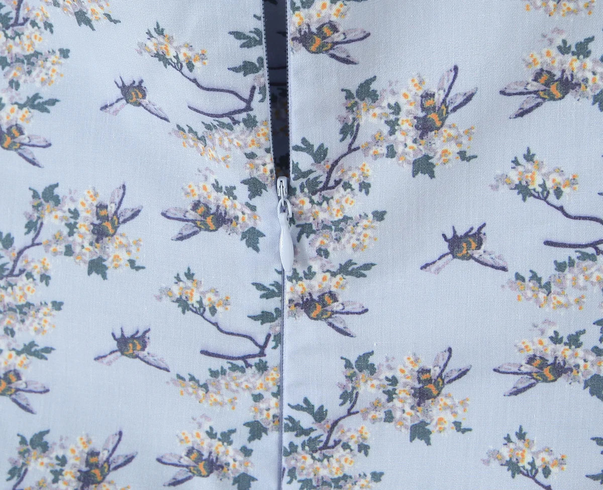 Floral Halter Backless A-Line Midi Dress