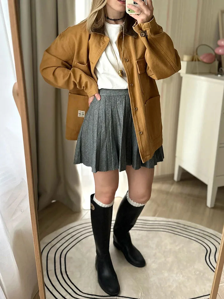 Knitted Pleated Mini Skirt