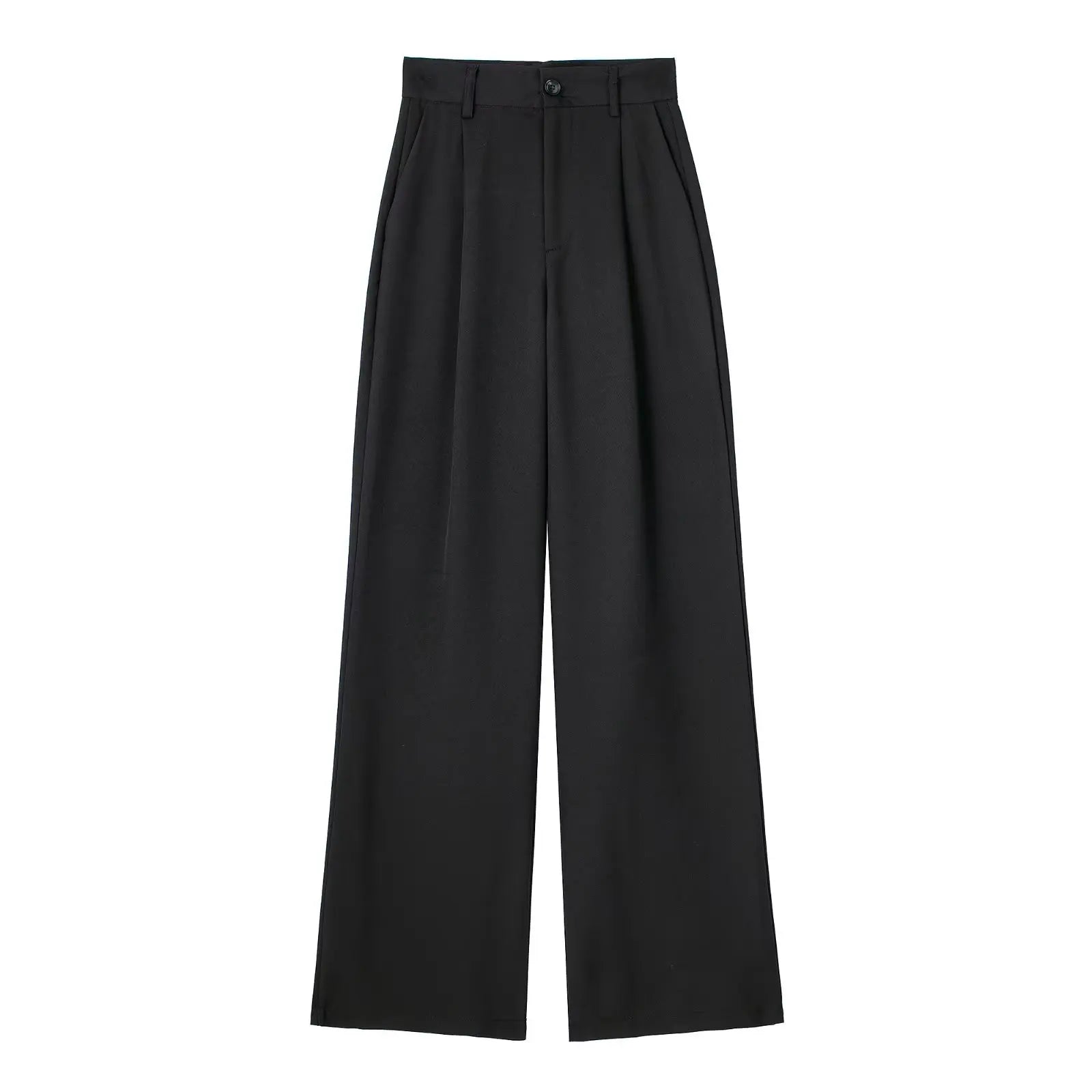 High Waist Front-Pleat Straight-Leg Trousers for Women