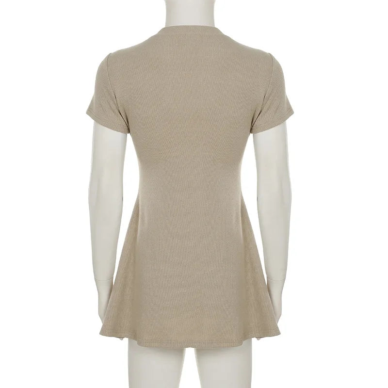 Patchwork Knit Short Dress