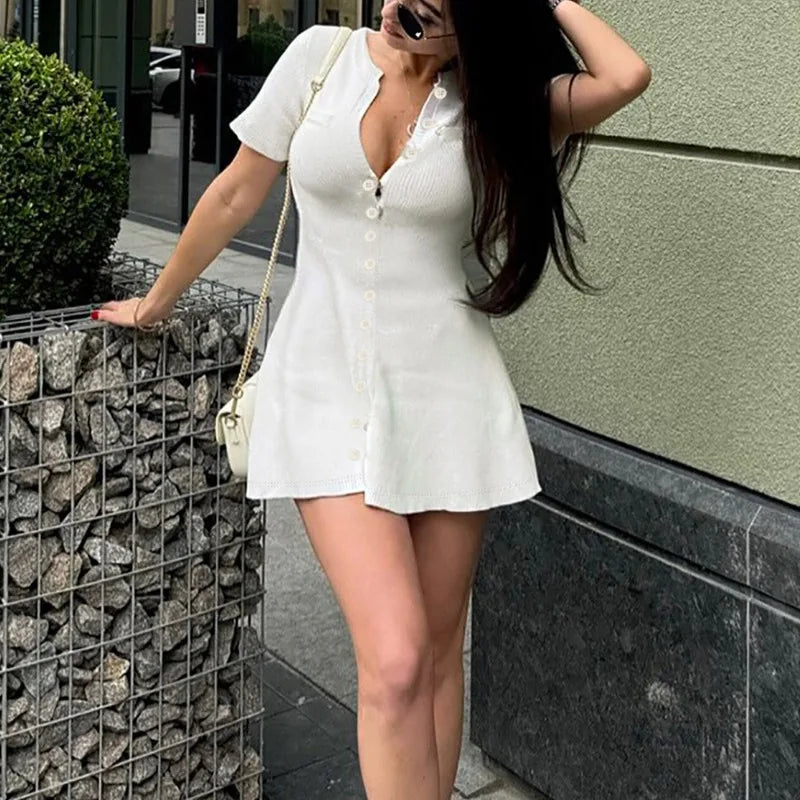 Patchwork Knit Short Dress